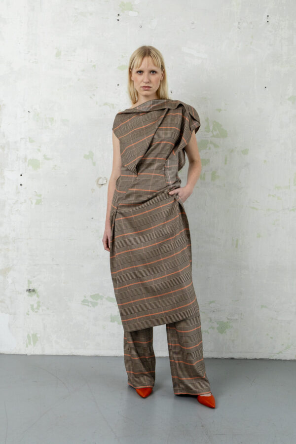 Draped Check Dress - Image 3